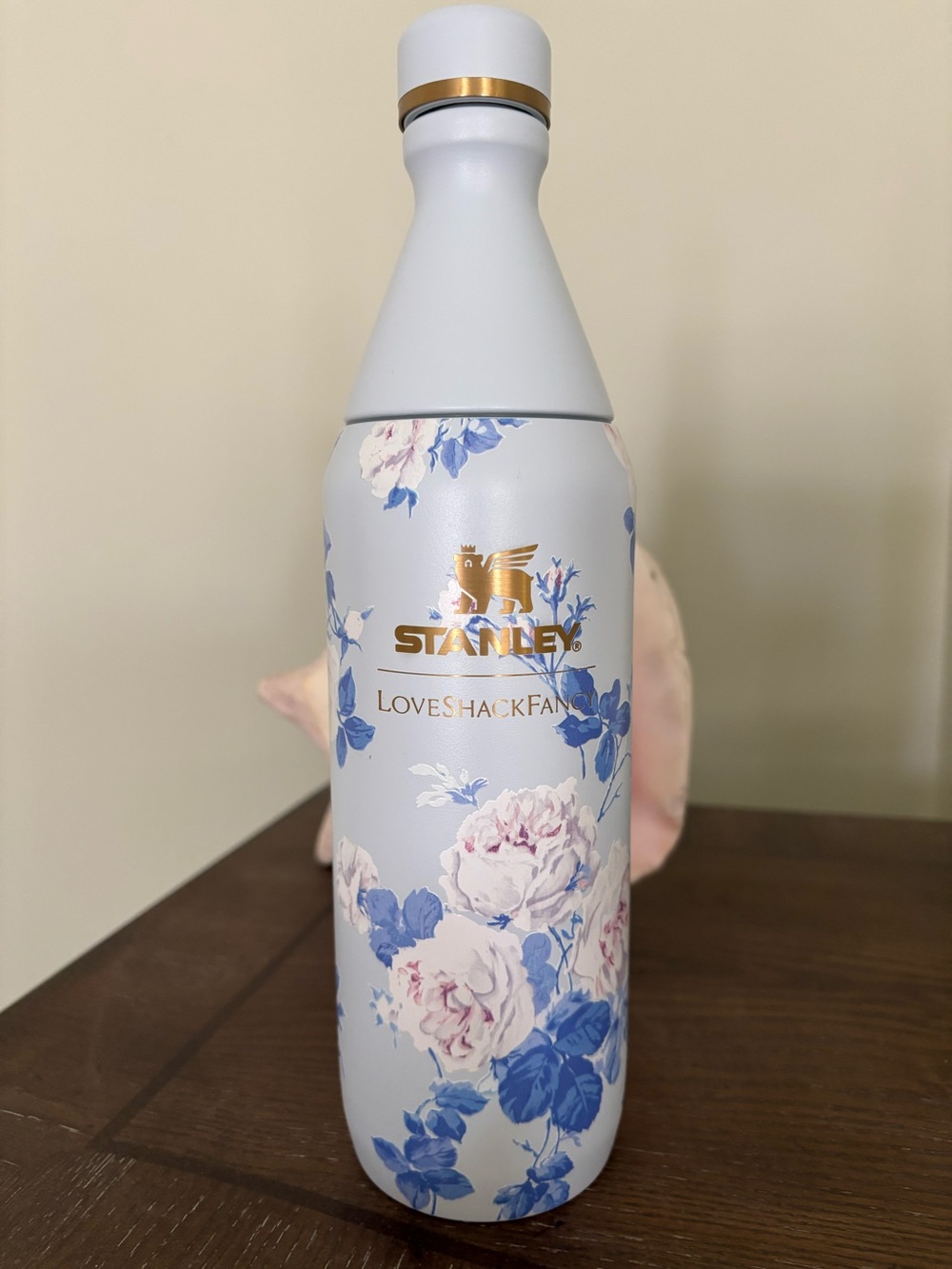Stanley LoveShackFancy 20oz bottle blue rose pattern